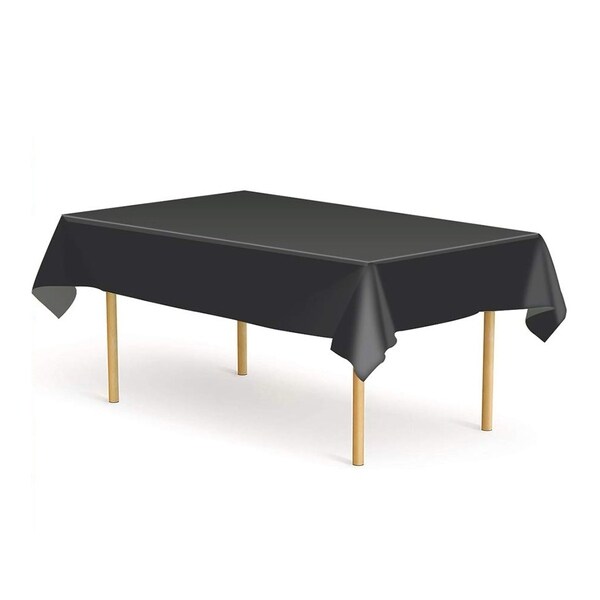 Set of 6 Plastic Disposable Table Cloths for Party Black 52" x 108"