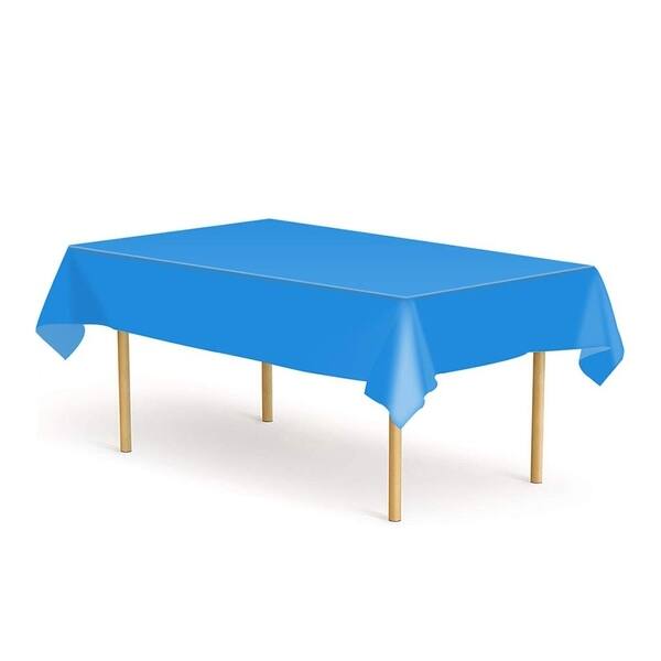 Set of 6 Plastic Disposable Table Cloths for Party Deep Blue 52" x 108"