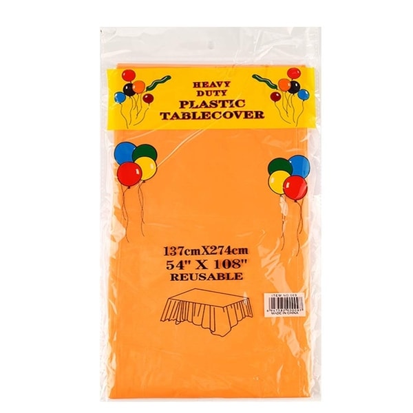 Set of 6 Plastic Disposable Table Cloths for Party Orange 52" x 108"