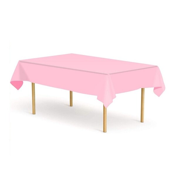 Set of 6 Plastic Disposable Table Cloths for Party Pink 52" x 108"