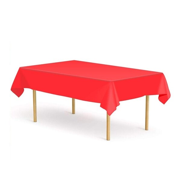 Set of 6 Plastic Disposable Table Cloths for Party Red 52" x 108"