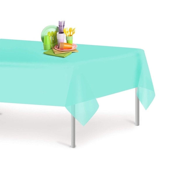 Aqua 6 Pack Premium Disposable Plastic Tablecloth 54 Inch. x 108 Inch. Rectangle