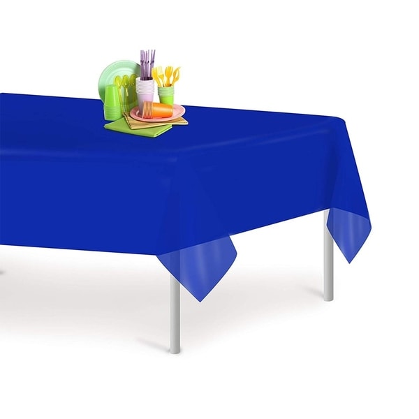 Blue 6 Pack Premium Disposable Plastic Tablecloth 54 Inch. x 108 Inch. Rectangle