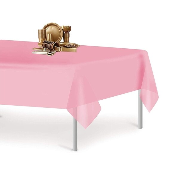 Pink 6 Pack Premium Disposable Plastic Tablecloth 54 Inch. x 108 Inch. Rectangle