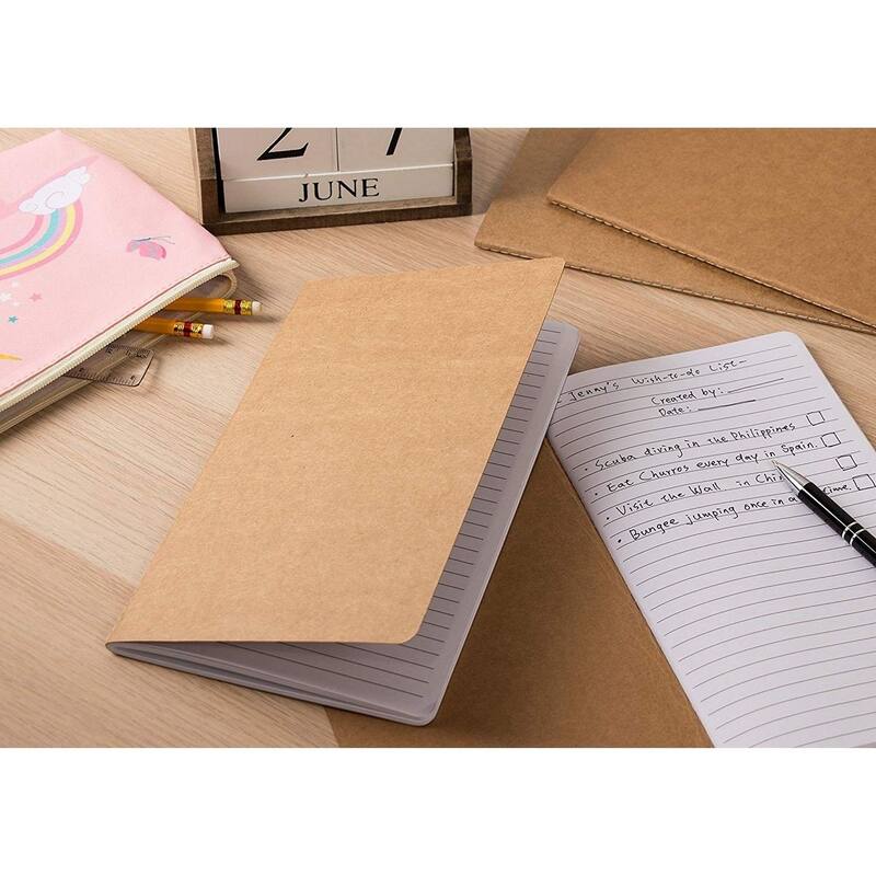 Paper Junkie 12 Pack Kraft Blank Soft Cover Journals 40 Lined Notebooks, 8.26 x 4.4 Inch