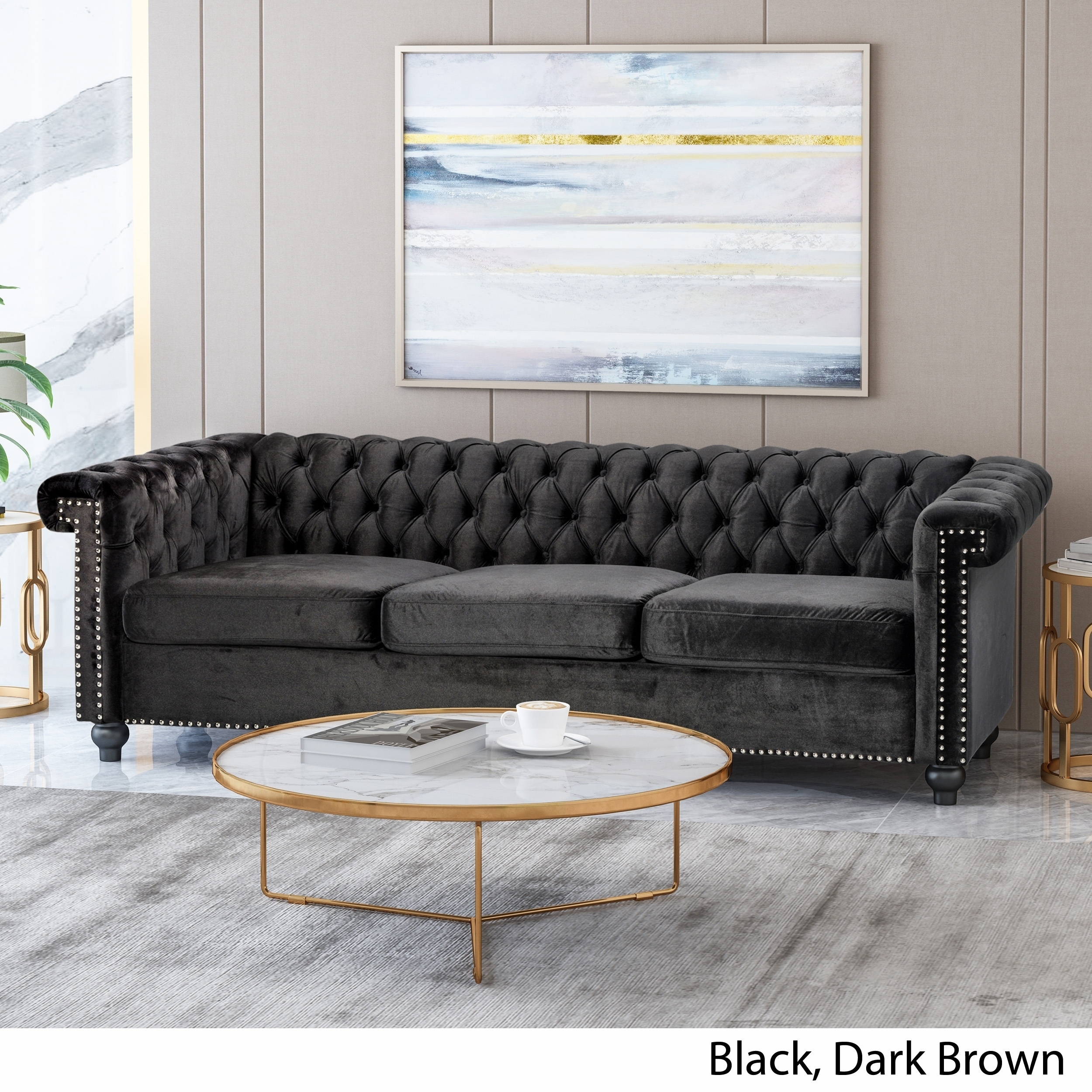 Shop Parkhurst Tufted Chesterfield Velvet 3 Seater Sofa By