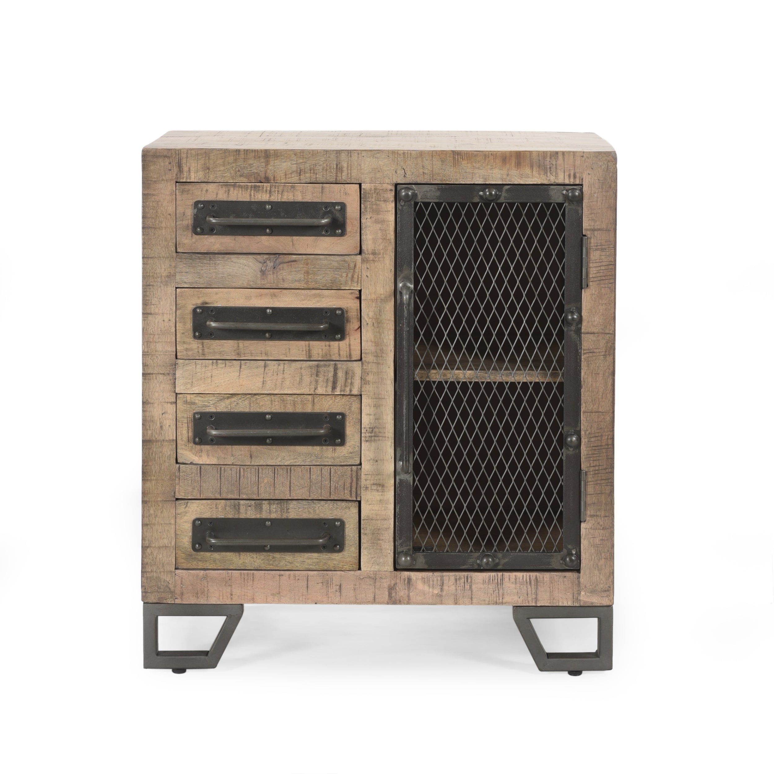 Shop Palacios Industrial Mango Wood Cabinet With Wire Door And 4