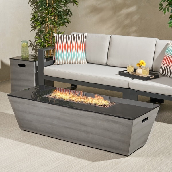 Langton Outdoor 56-Inch Rectangular Fire Pit with Tank Holder by Christopher Knight Home - 16.00" W x 16.00" L x 20.00" H. Opens flyout.