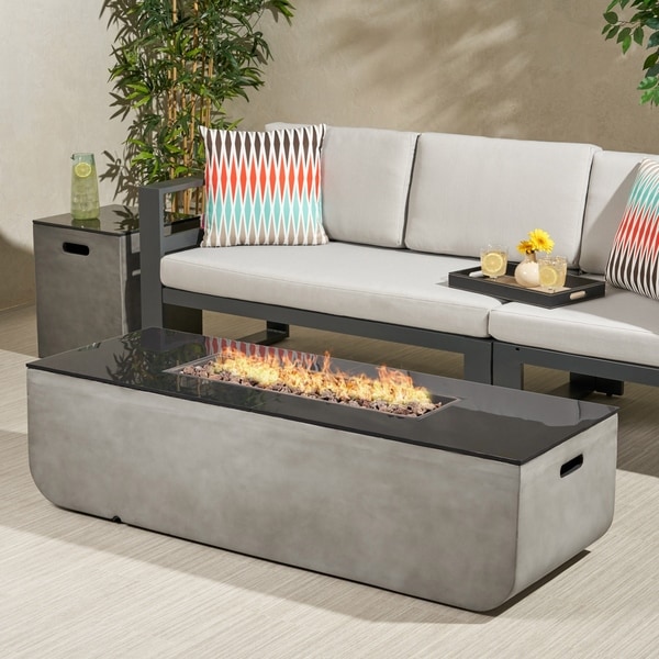 Adio Outdoor 56-Inch Rectangular Fire Pit with Tank Holder by Christopher Knight Home