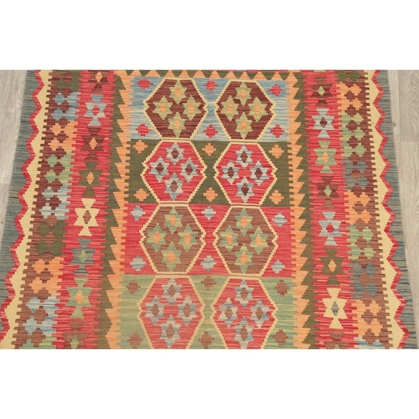 Turkish Kilim Runner Rug Hand Woven Wool Flat Weave Rug 38″ x 93″