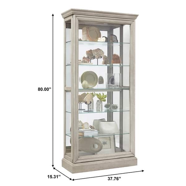 Shop Beige Lighted 5 Shelf Sliding Door Curio Cabinet With Lock