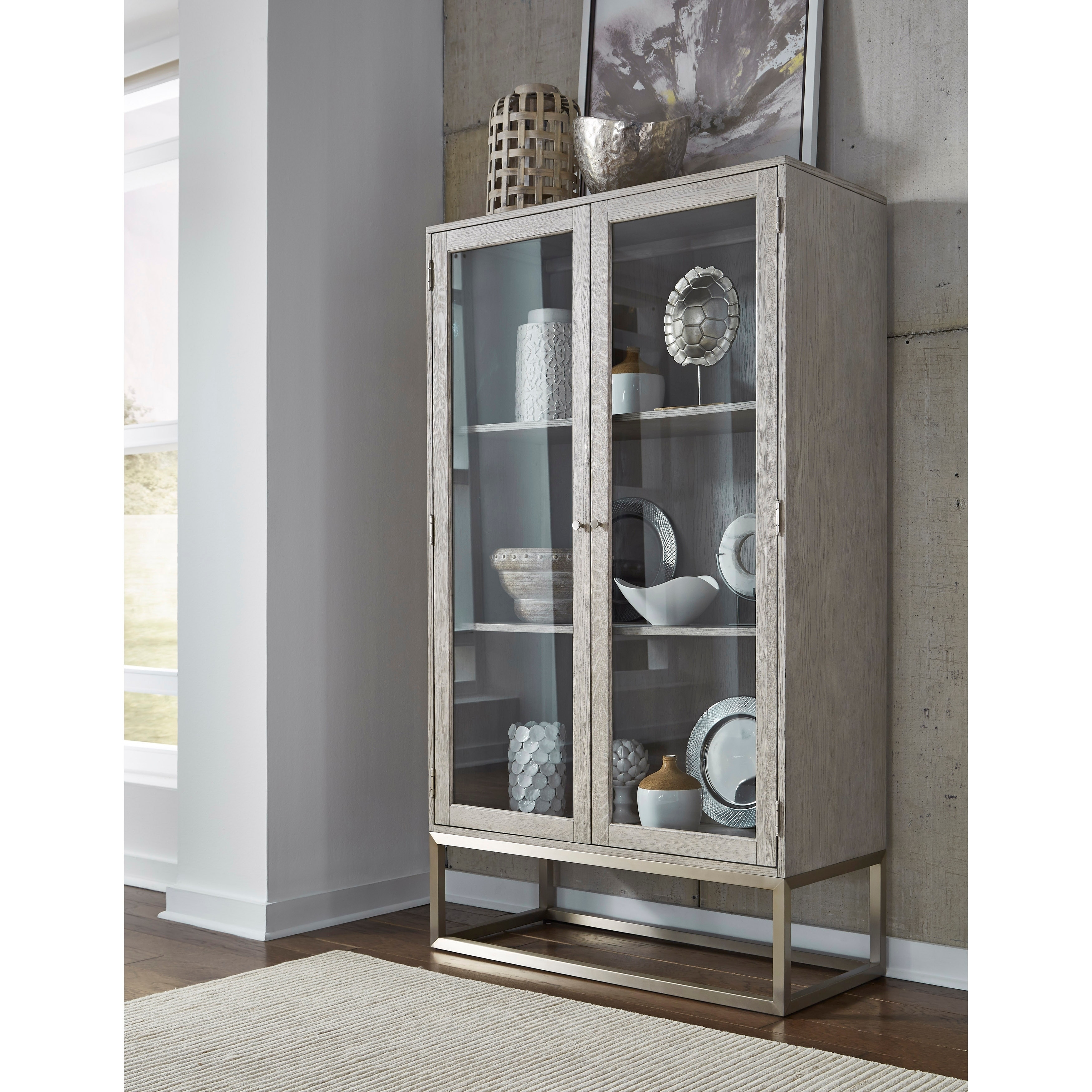 Grey Modern 2 Shelf Display Curio Cabinet Overstock 29920851