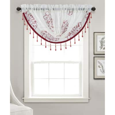 Bergen Floral Embroidered 47 x 37 in. Swag Valance - 47 x 37 in. - 47 x 37 in.