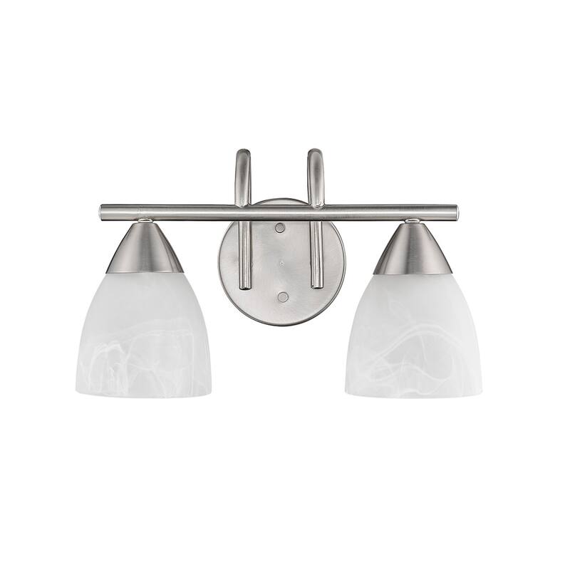 Porch & Den Brenne Swirl Glass Nickel Finish 2-light Bath Vanity Light