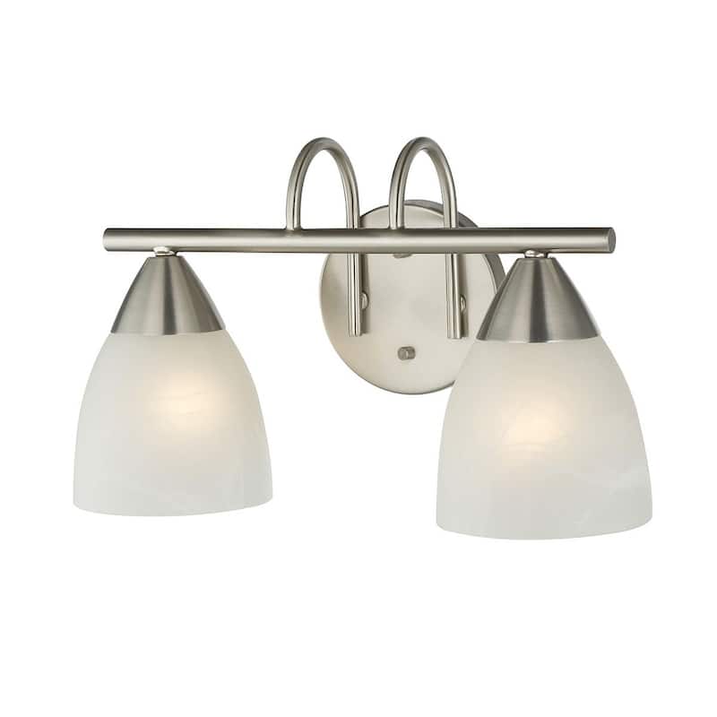 Porch & Den Brenne Swirl Glass Nickel Finish 2-light Bath Vanity Light
