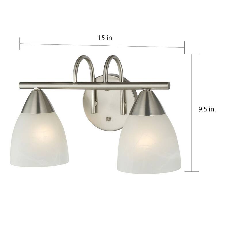 Porch & Den Brenne Swirl Glass Nickel Finish 2-light Bath Vanity Light