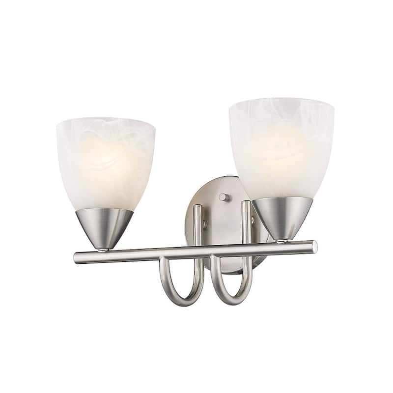 Porch & Den Brenne Swirl Glass Nickel Finish 2-light Bath Vanity Light