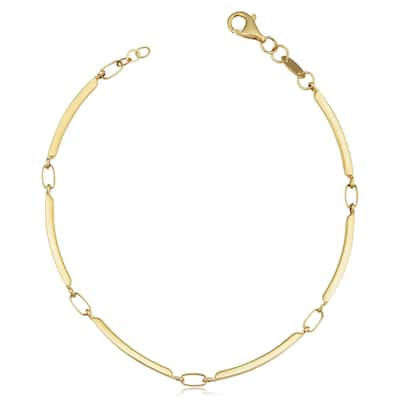14k Yellow Gold 1.8 millimeter Curved Bar Link Bracelet for Women (7.25 inches)