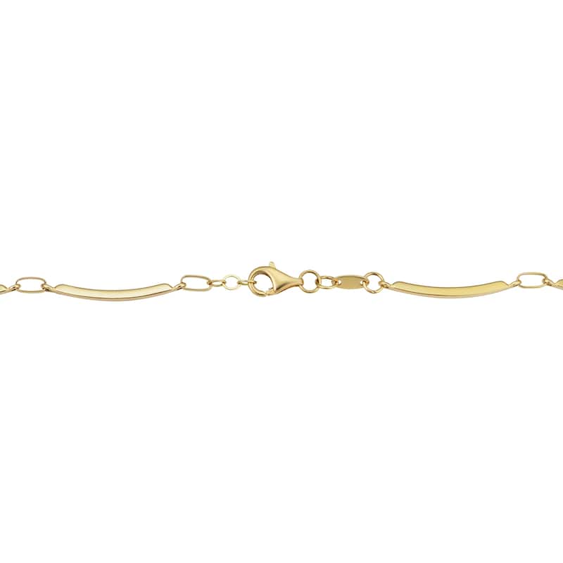 14k Yellow Gold 1.8 millimeter Curved Bar Link Bracelet for Women (7.25 inches)