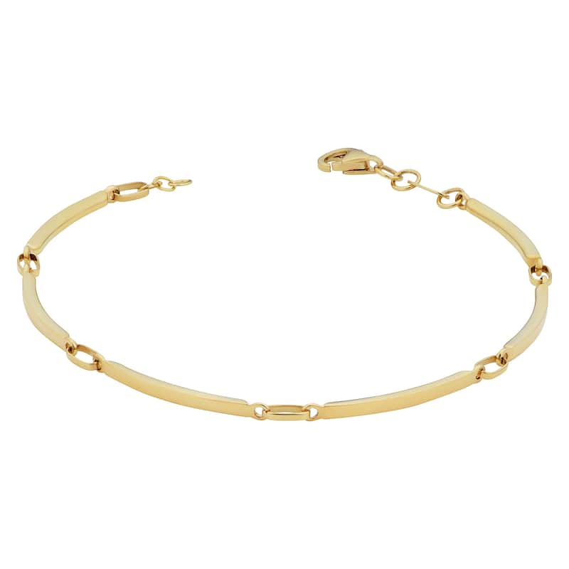 14k Yellow Gold 1.8 millimeter Curved Bar Link Bracelet for Women (7.25 inches)