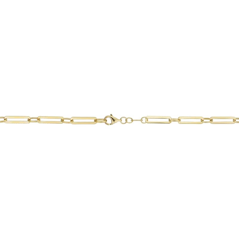 14k Yellow Gold 3.9 millimeter Polished Paperclip Chain Bracelet for Women (7.5 inches)