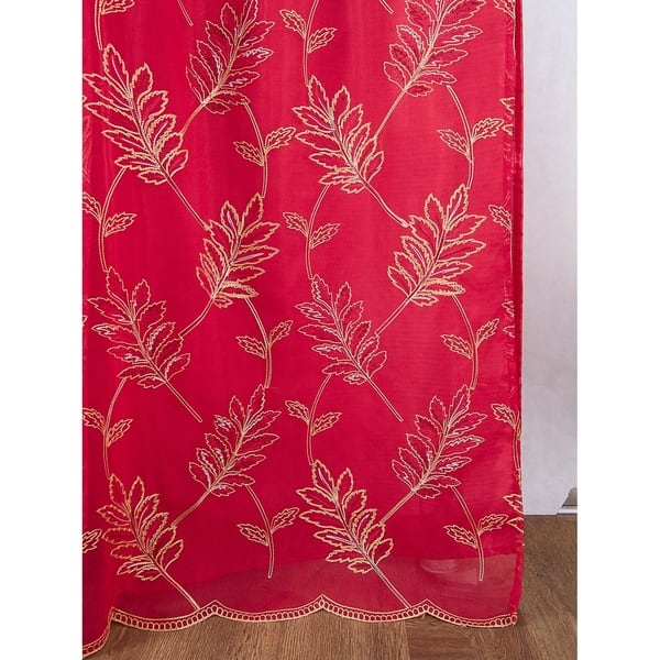 Burton Floral Embroidered Single Rod Pocket Curtain Panel W Attached Valance 54 X 90 In 54 X 90 In Overstock 29923065 Lilac