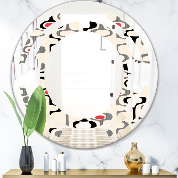 Designart 'Retro Abstract Design IX' Modern Round or Oval Wall Mirror - Space
