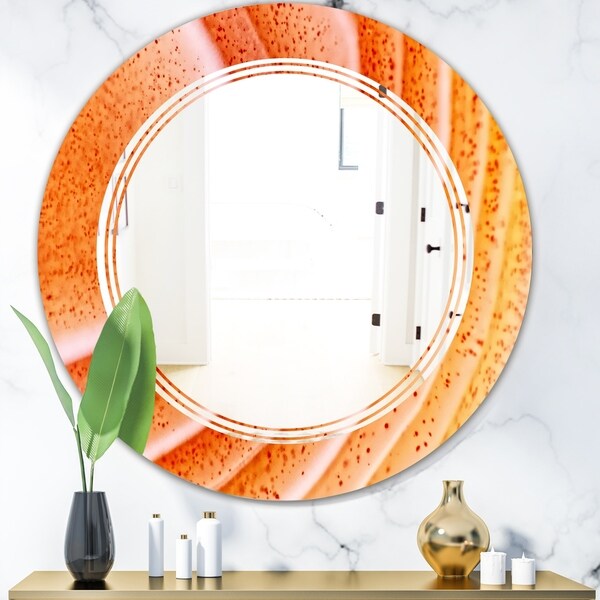 Designart 'Kazakhstan Red agate macro' Modern Round or Oval Wall Mirror - Triple C