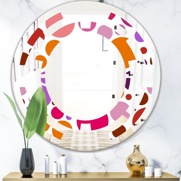 Designart 'Abstract Geometric Circular Retro II' Modern Round or Oval Wall Mirror - Space