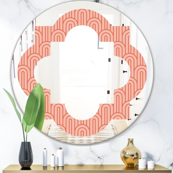 Designart 'Retro Art Deco Waves II' Modern Round or Oval Wall Mirror - Quatrefoil
