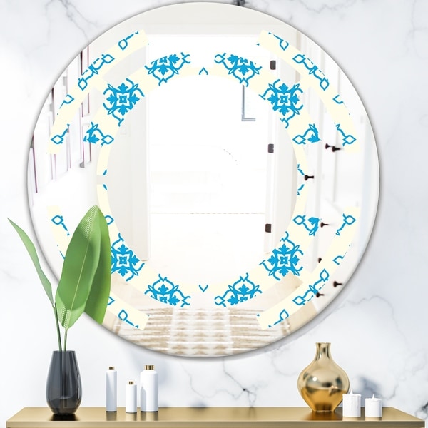 Designart 'Retro Ornamental Pattern I' Modern Round or Oval Wall Mirror - Space