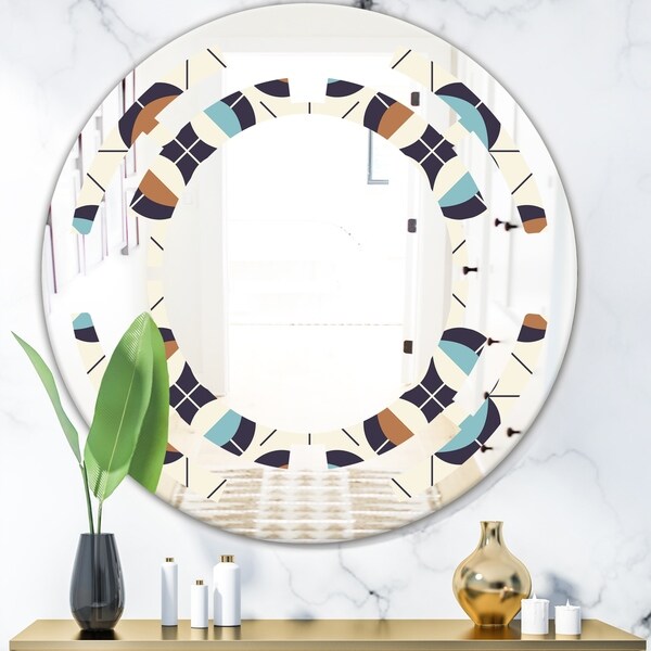 Designart 'Geometric Retro Design V' Modern Round or Oval Wall Mirror - Space