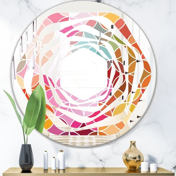 Designart 'Geometrical Retro Design II' Modern Round or Oval Wall Mirror - Whirl