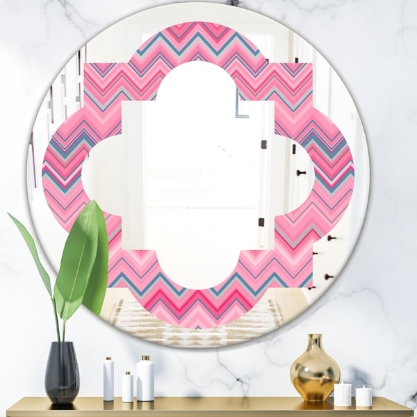 Designart 'Abstract Retro Geometric III' Modern Round or Oval Wall Mirror - Quatrefoil