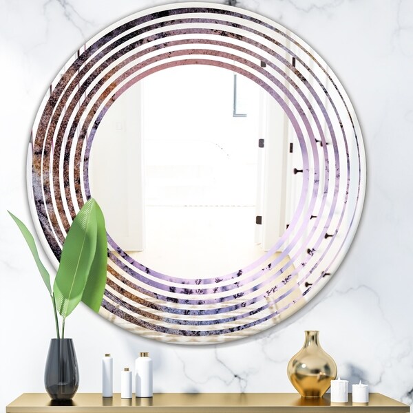 Designart 'Crystal Dendrite macro' Modern Round or Oval Wall Mirror - Wave