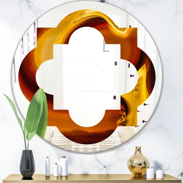 Designart 'Agate Geode Slice Macro' Modern Round or Oval Wall Mirror - Quatrefoil