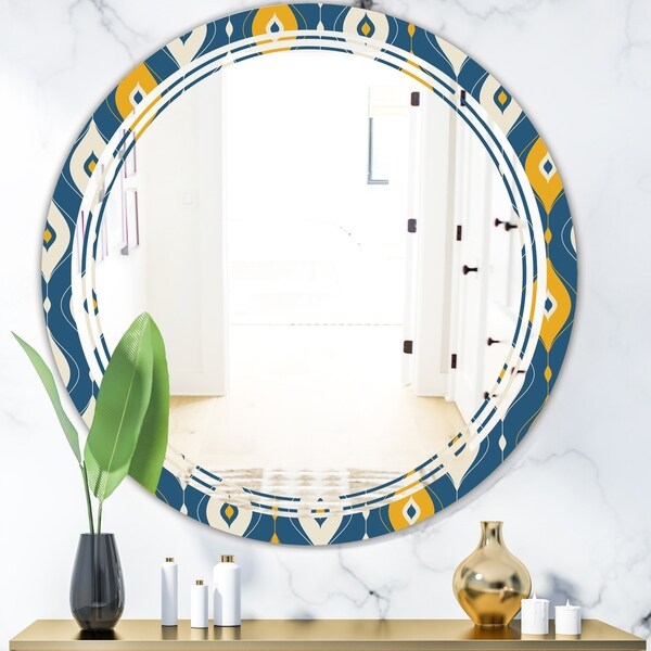 Designart 'Retro Abstract Pattern II' Modern Round or Oval Wall Mirror - Triple C