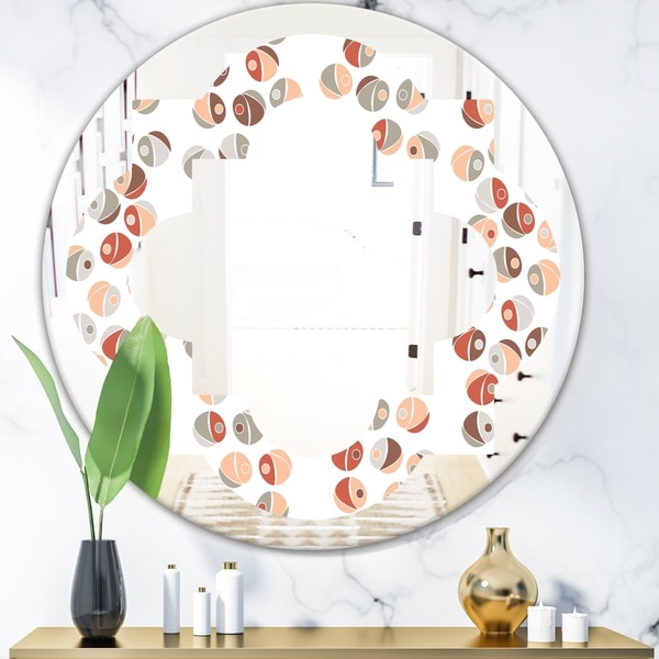 Designart 'Retro Abstract Design XIX' Modern Round or Oval Wall Mirror - Quatrefoil
