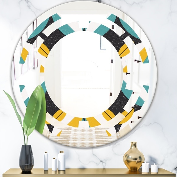 Designart 'Retro Abstract Design VII' Modern Round or Oval Wall Mirror - Space