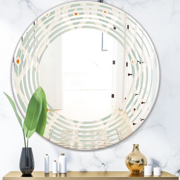 Designart 'Retro Abstract Drops VII' Modern Round or Oval Wall Mirror - Wave
