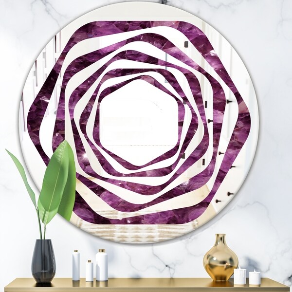Designart 'Purple Gems' Modern Round or Oval Wall Mirror - Whirl
