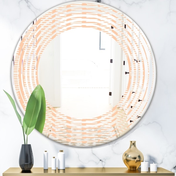 Designart 'Retro Abstract Lines Pattern' Modern Round or Oval Wall Mirror - Wave