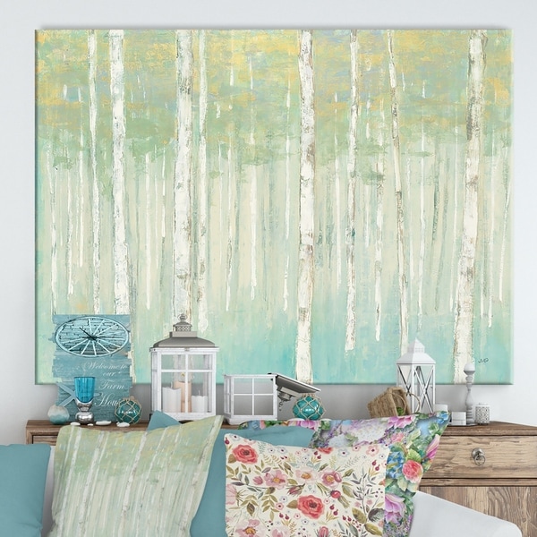 Designart 'RW Birches at Sunrise' Cottage Canvas Wall Art