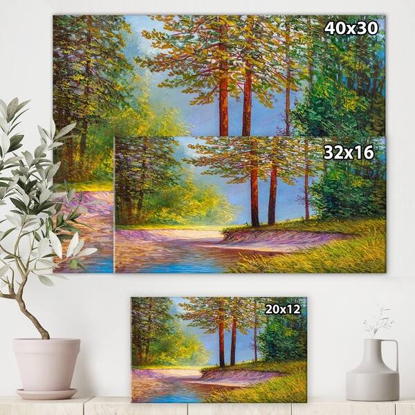 Shop Designart Oil Painting Landscape Beautiful River Cottage