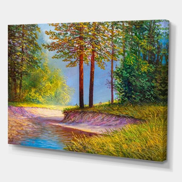 Shop Designart Oil Painting Landscape Beautiful River Cottage