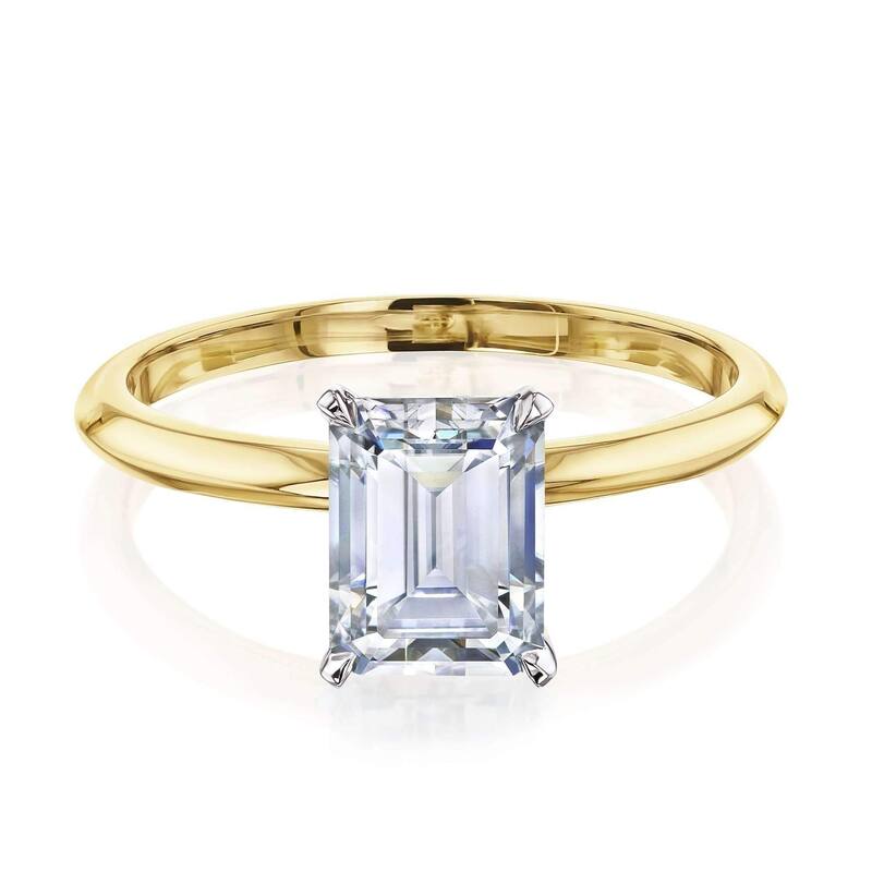 Annello by Kobelli 14k Gold 1.75 Carat Emerald Forever One Moissanite Solitaire Engagement Ring (DEF/VS) - 10 - Yellow
