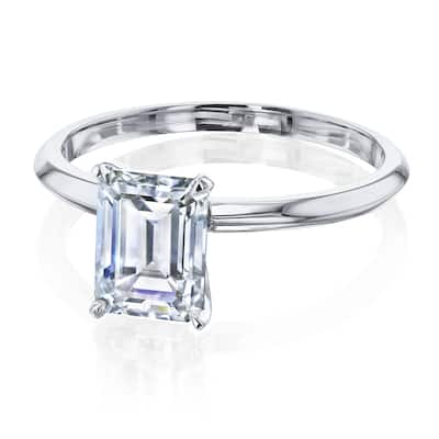 Annello by Kobelli 14k Gold 1.75 Carat Emerald Forever One Moissanite Solitaire Engagement Ring (DEF/VS)