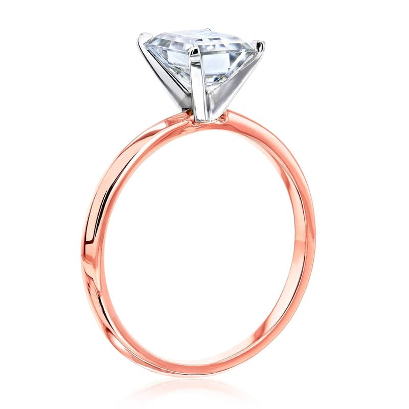 Annello by Kobelli 14k Gold 1.75 Carat Emerald Forever One Moissanite Solitaire Engagement Ring (DEF/VS)