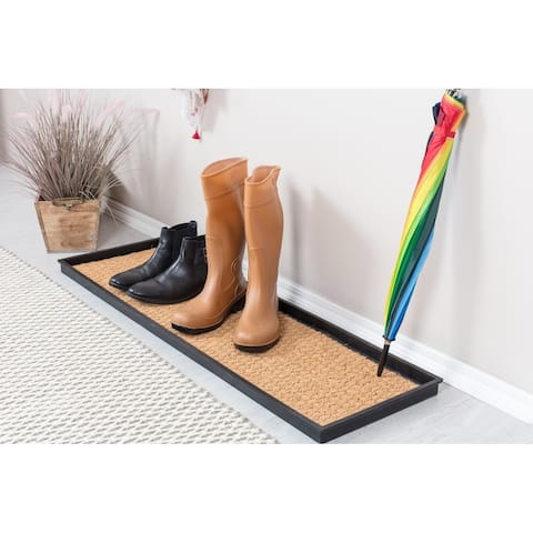 Natural and Recycled Rubber Boot Tray with Tan Coir Insert