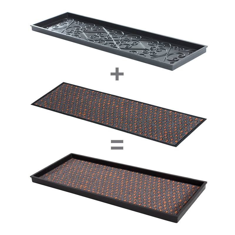 Natural and Recycled Rubber Boot Tray with Gray and Orange Coir Insert